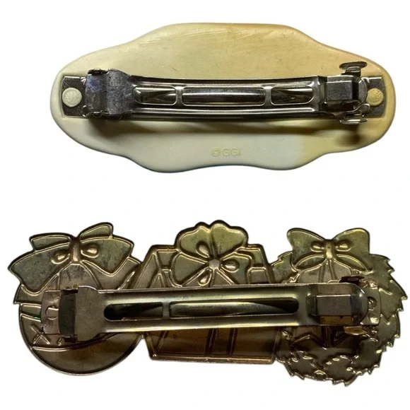 🎄🎅 Bundle! Two Rare Vintage Christmas Barrettes 🧑‍🎄🎁 - Picture 2 of 2